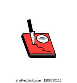 Book, horror, knife icon. Element of literary genres icon for mobile concept and web apps. Detailed Book, horror, knife icon can be used for web and mobile