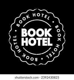 Book Hotel text stamp, concept background