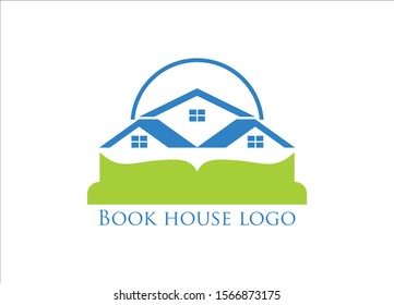 book house and abstract logo concept for company, corporate, foundation, business, startup and enterprise. - Vector