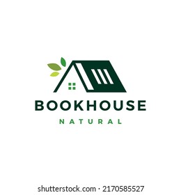 book house leaf home library logo vector icon illustration