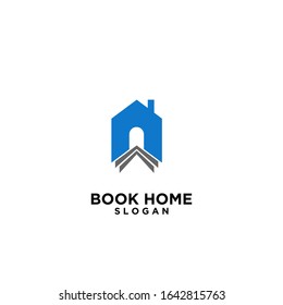 Book house logo design icon design vector with blue color