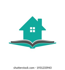 Book house logo design template. House and book logo vector icon
