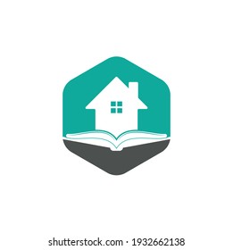 Book house logo design template. House and book logo vector icon