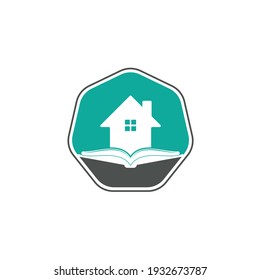 Book house logo design template. House and book logo vector icon