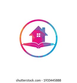 Plantilla de diseño del logotipo de la casa de libros. Icono del vector del logotipo de la casa y del libro