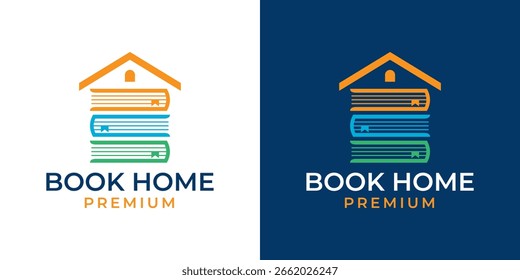 Book house logo design vector. Bookstore logo, Education shop, Library design vector illustration template. Book building logo for your brand or business.