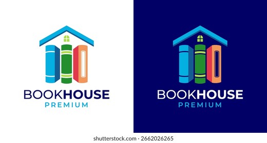 Vetor de design do logotipo da casa do livro. Logotipo da livraria, Loja de educação, Modelo de ilustração vetorial de design da biblioteca. Modelo de design de logotipo de livro, papel, criativo, educação.