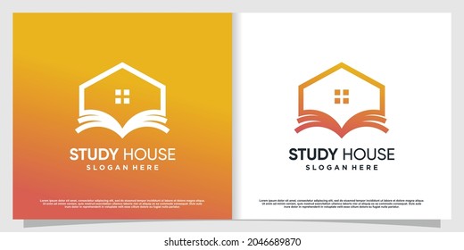 Logotipo de casa de libros con concepto moderno Vector Premium