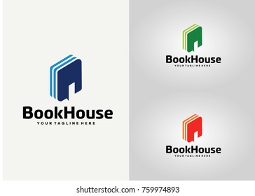 Book House Logo Template Design. Creative Vector Emblem for Icon or Design Concept