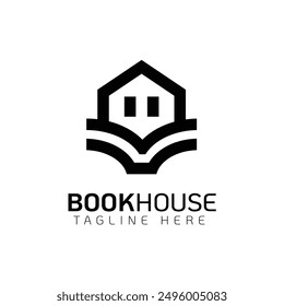 book house simple logo design, house logo, book logo