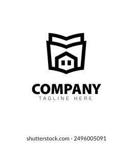 book house simple logo design, house logo, book logo