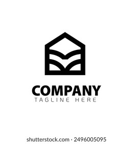 book house simple logo design, house logo, book logo