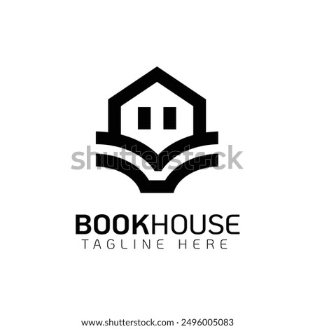 book house simple logo design, house logo, book logo