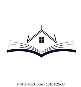 book and house vector logo