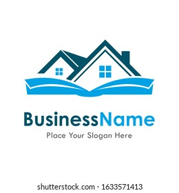 Book house vector logo template. Suitable for business, education and web