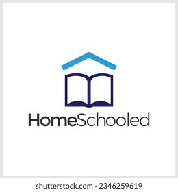 Book house vector logo template with blue color. This design suitable for student, library and education.