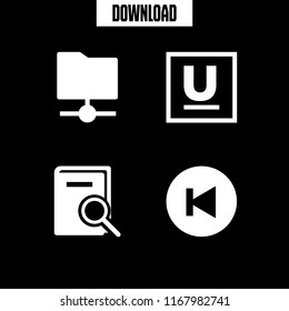book icon. 4 book vector set. folder, back, book with magnifying glass and underline icons for web and design about book theme