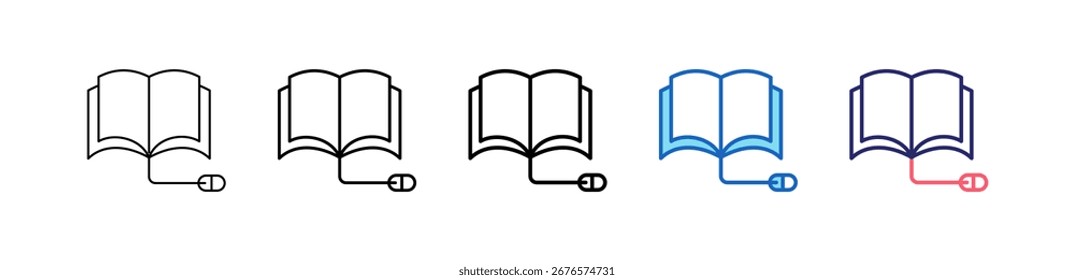 Icono De Libro En 5 Estilos Diferentes Conjunto De Colección.