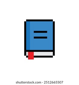 book icon 8 bit, pixel art paper book icon game logo.