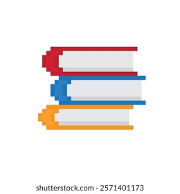 book icon 8 bit, pixel art paper book icon game logo.
