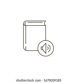 Book icon with audio. Audio book. For web interface. Editable Stroke.