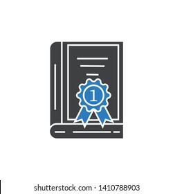 book icon with the award sign- vector sign and symbol.