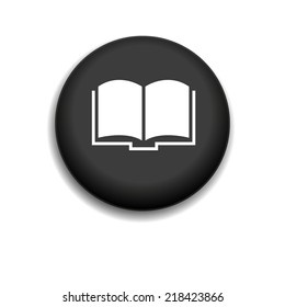 Book icon. Black button on a white background.