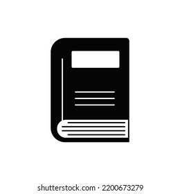 book icon in black flat glyph, filled style isolated on white background