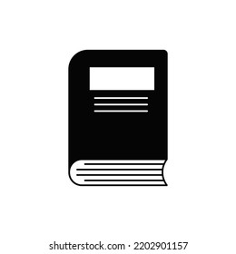 icono del libro en glifo plano negro, estilo relleno aislado en fondo blanco