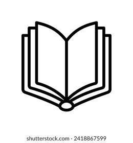 Book icon. Black linear book icon isolated on a white background. Education concept. Vector illustration