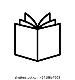 Book icon. Black linear book icon isolated on a white background. Education concept. Vector illustration