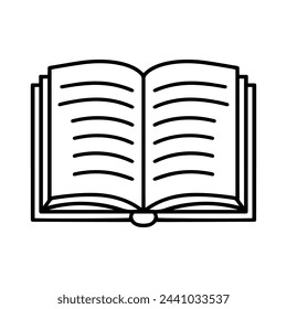 Icono de libro. Icono de libro lineal negro aislado sobre un fondo blanco. Concepto de educación. Ilustración de vector