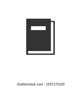Book icon black on white background. vector Illustration. symbol logo web