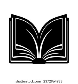 Book icon. Black silhouette of an open book. Education concept. Vector illustration.