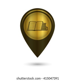 Book icon - black vector icon; golden  map pointer