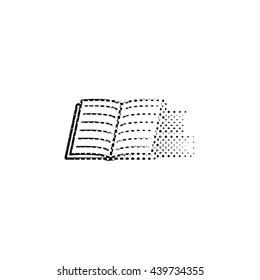 Book icon - black vector icon;  halftone illustration