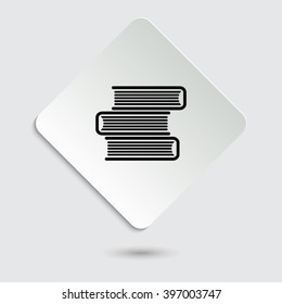Book icon - black vector icon on  a paper button