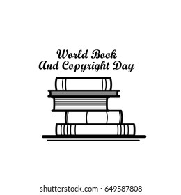Book icon. Black and white vector isolated, linear sign. Illustration dedicated on World book and Copyright day.