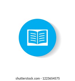 book icon  in blue circle with shadow education