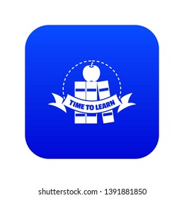 Book icon blue vector isolated on white background