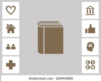Book Icon With Bonus Icons. Eps-10.