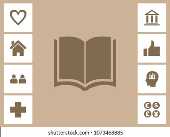 Book Icon With Bonus Icons. Eps-10.