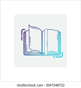 icono de libro con marcador de diseño plano. en un fondo gris. hecho en colores azul-verde. ilustración vectorial aislada de iconos