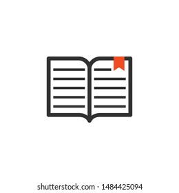 Book icon with bookmark. illustration for web site design and mobile apps. Vector illustration on a white background.