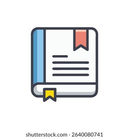 Book icon with bookmarks symbolizing learning and literature material