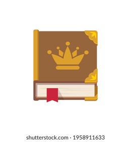 Book icon, cartoon flat style, isolated vector illustration on white background.