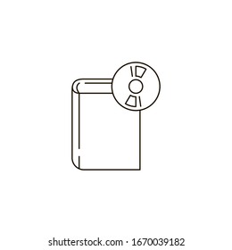 Book icon with cd disk. Editable Stroke.