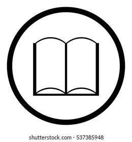 Book icon in circle on white background