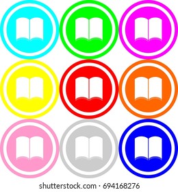 Book icon , circle sign design with different colors
