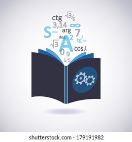 Book icon with Cogwheel . Vector Illustration of technical literature